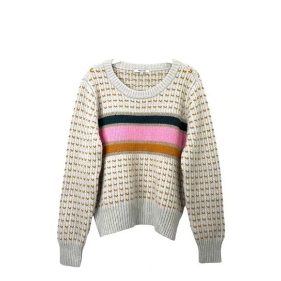 Madewell Striped Barfield Sweater Size M - Picture 4 of 9